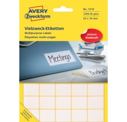 Etikett mit vielseitiger Verwendung 22 x 18 mm weiß - Packung mit 1200 Stück