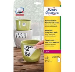 Avery afneembare weerbestendige etiketten Ft 99,1 x 67,7 mm (b x h), wit, doos van 160 etiketten