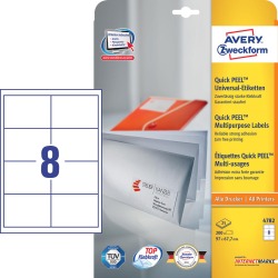 Avery Zweckform 4782, étiquettes universelles, Ultragrip, blanc, 25+5 feuilles, 97 x 67,7 mm