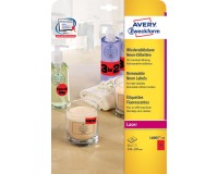 Avery étiquettes néon amovibles ft 210 x 297 mm (l x h), boîte de 25 feuilles, 25 pièces, rouge néon