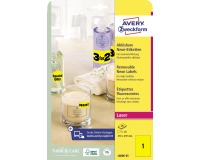 Avery étiquettes néon amovibles ft 210 x 297 mm (l x h), bôîte de 25 feuilles, 25 pièces, jaune néon