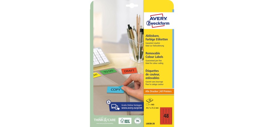 Avery Mini-etiketten rood