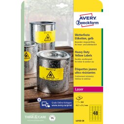 Avery Etiquettes inaltérables ft 45,7 x 21,2 mm jaune