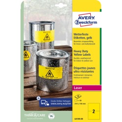 Avery étiquettes ultra-résistantes, ft 210 x 148 mm, jaune, paquet de 40 étiquettes