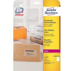 Avery L7567-25 verzendetiketten ft 210 x 297 mm (b x h), 25 etiketten, transparant