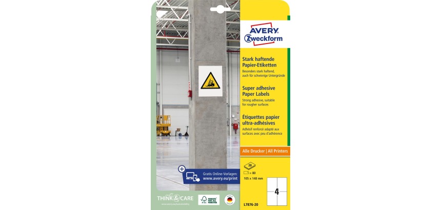 Etiket Avery Zweckform L7876-20 105x148mm 80 etiketten