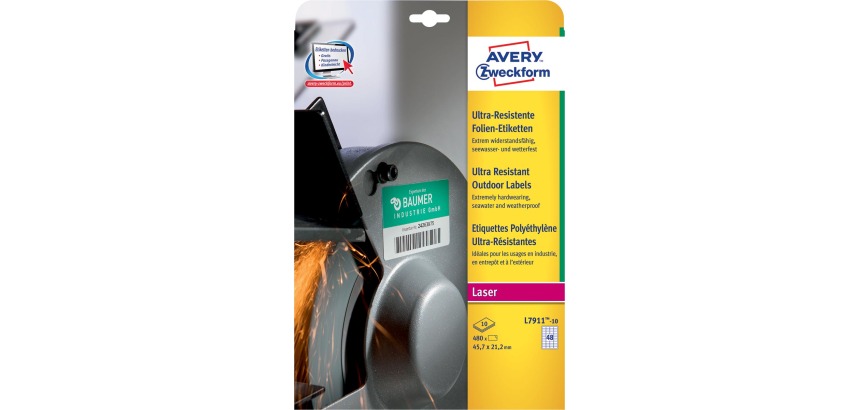 Avery L7911-10 ultraresistente Etiketten ft 45,7 x 21,2 mm (b x h), 480 Etiketten, weiß