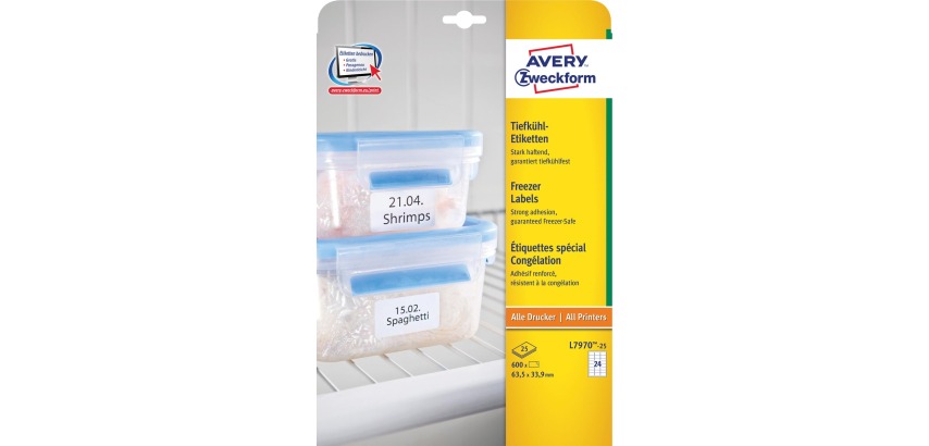 Freezing label 63.5 x 33.9 mm white - Box of 600