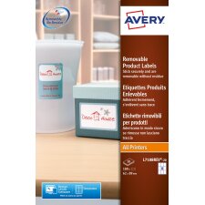 Avery Etiquettes repositionnables ft 62 x 89 mm (l x h), 180 pièces, 9 par feuille, boîte de 20 feuilles