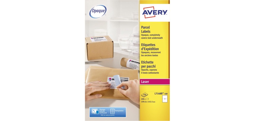 Etiket Avery L7168B-100 199.6x143.5mm blockout 200 etiketten