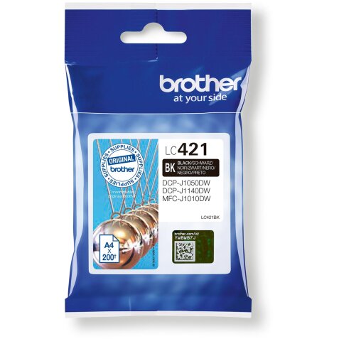 Brother inktcartridge,  200 pagina's, OEM LC-421BK, zwart