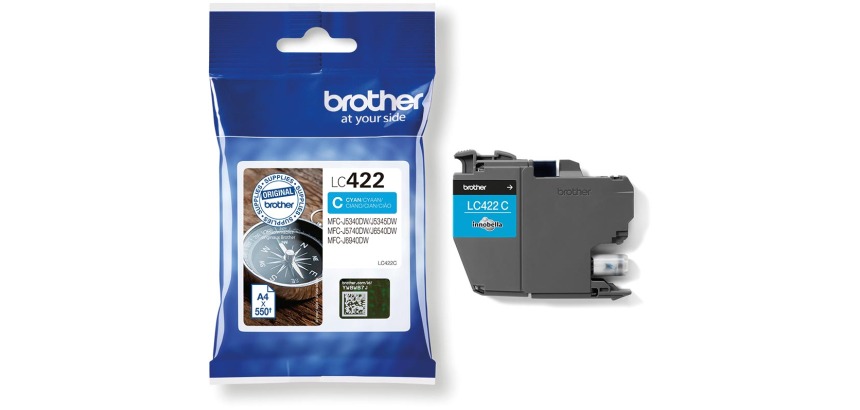 Brother cartouche d'encre, 550 pages, OEM LC-422C, cyan