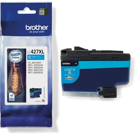 Brother cartouche d'encre, 5.000 pages, OEM LC-427XLC, cyan