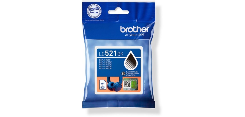 Brother cartouche d"encre, 500 pages, OEM LC-521BK, noir