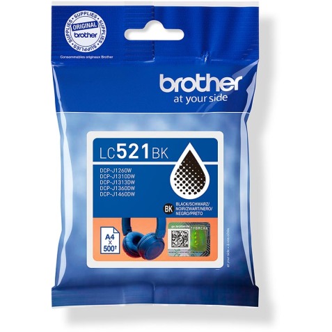 Brother inktcartridge, 500 pagina's, OEM LC-521BK, zwart