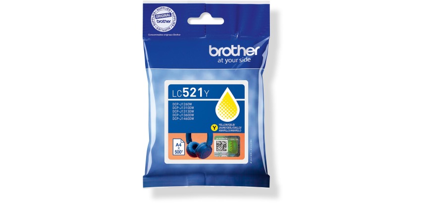 Brother cartouche d"encre, 500 pages, OEM LC-521Y, jaune