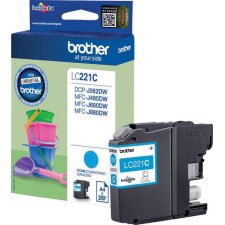 Brother cartouche d'encre, 260 pages, OEM LC-221CBP, cyan