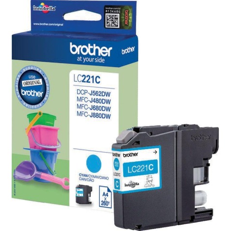 Brother inktcartridge, 260 pagina's, OEM LC-221CBP, cyaan