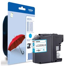 Brother inktcartridge, 1.200 pagina's, OEM LC-225XLC, cyaan, op blister