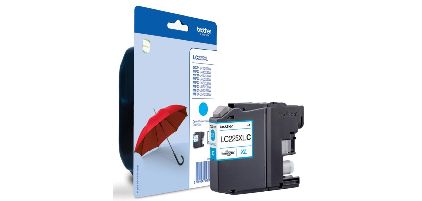Brother cartouche d'encre, 1.200 pages, OEM LC-225XLC, cyan, sous blister
