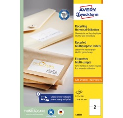 Etiquette Avery Zweckform LR3655 210x148mm A5 recyclé blanc 200 pièces