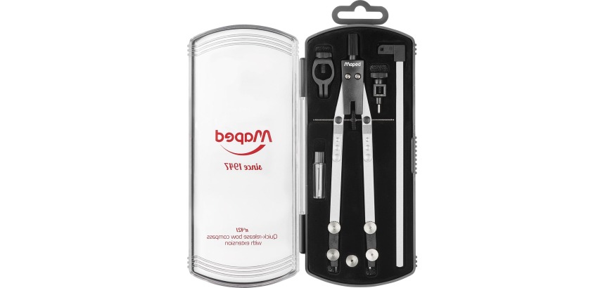 Maped passer N°421, 4-delige passerdoos: 1 boogpasser, verlengstang 140 mm, vulling en adaptor