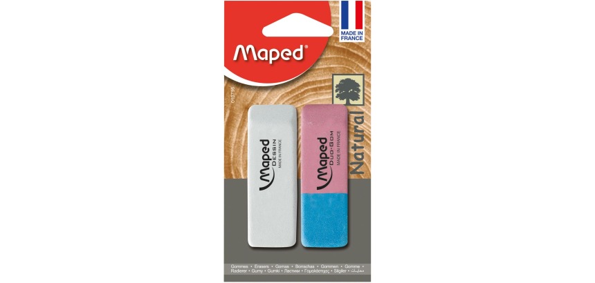 Maped Drawing Eraser & Duo-Gom Eraser, blister of 2 pieces