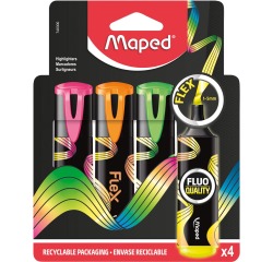 Maped Fluo'Peps Flex surligneur, assorti, boîte de 4 pièces