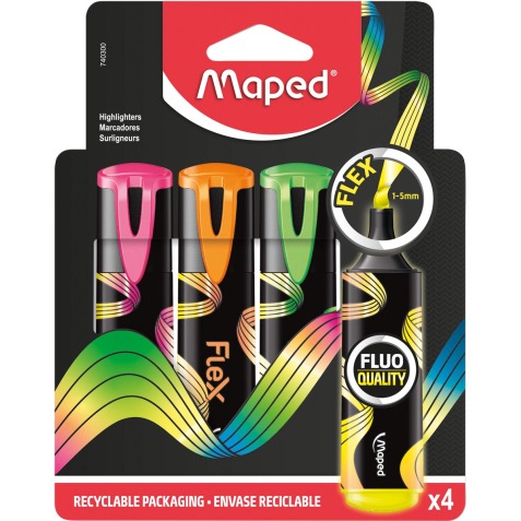 Maped Fluo'Peps Flex markeerstift, assorti, doosje van 4 stuks