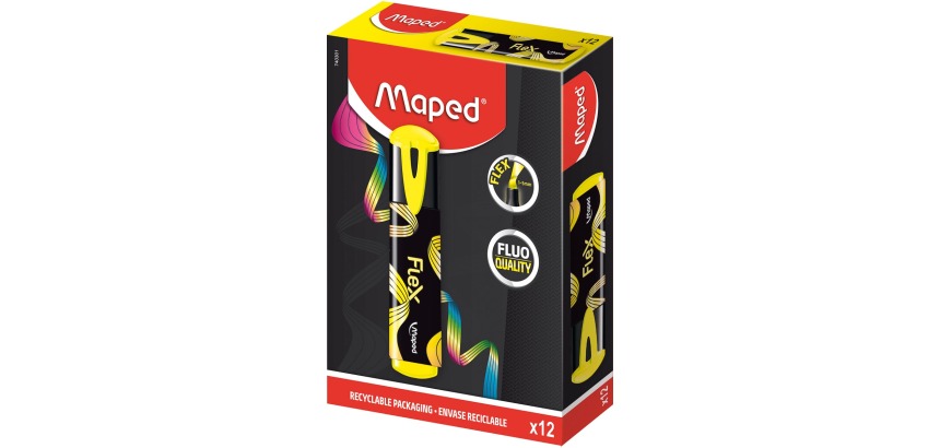 Maped Fluo'Peps Flex markeerstift, geel, doos van 12 stuks