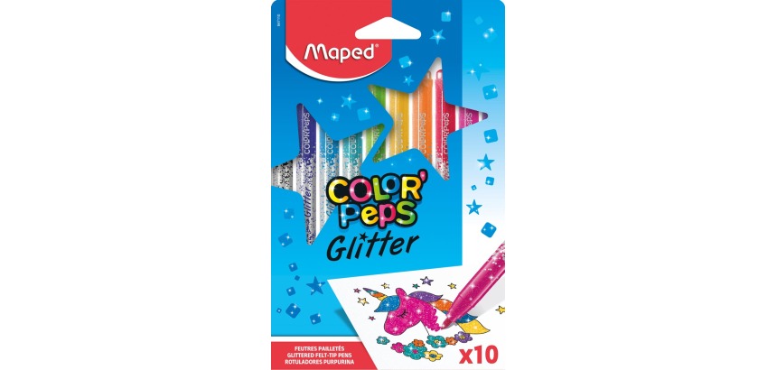 Maped Color'Peps Glitter viltstift, etui van 10 stuks, assorti