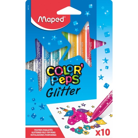 Maped Color'Peps Glitter viltstift, etui van 10 stuks, assorti