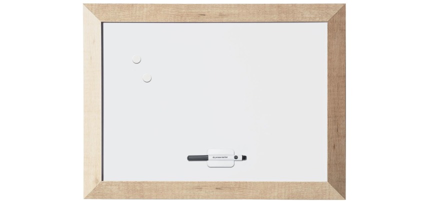 Bi-Office Tableau blanc magnétique Kamashi avec cadre naturel