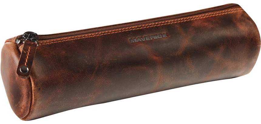 Maverick trousse en cuir, ronde, large, brun