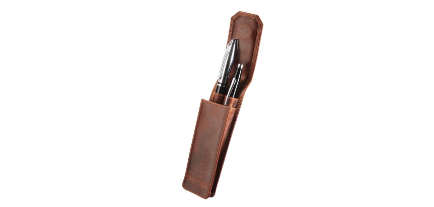 Pennenetui Maverick The Original 2-delig leer bruin