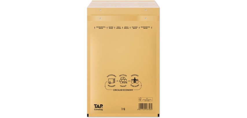 Comebag enveloppes à bulles d'air, ft 230 x 340 mm, avec bande adhésive, brun, boîte de 100 pièces