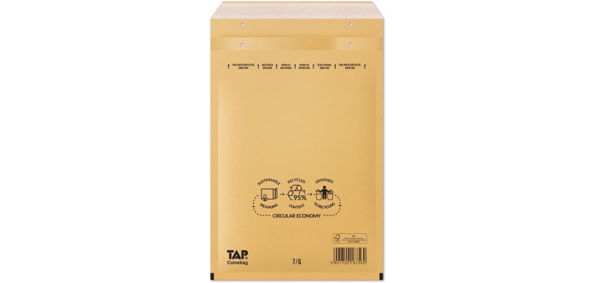 Comebag enveloppes à bulles d'air, ft 230 x 340 mm, avec bande adhésive, brun, boîte de 100 pièces