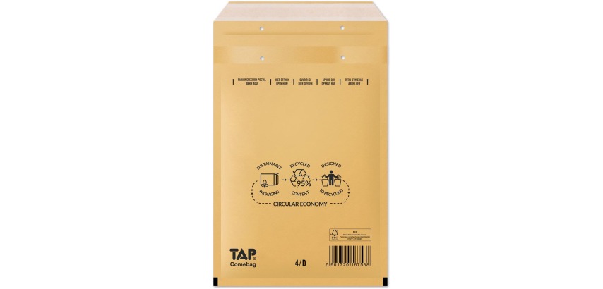 Comebag luchtkussenenveloppen, ft 180 x 265 mm, met stripsluiting, bruin, doos van 100 stuks