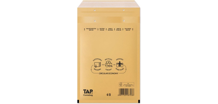 Comebag enveloppes à bulles d'air, ft 180 x 265 mm, avec bande adhésive, brun, boîte de 100 pièces