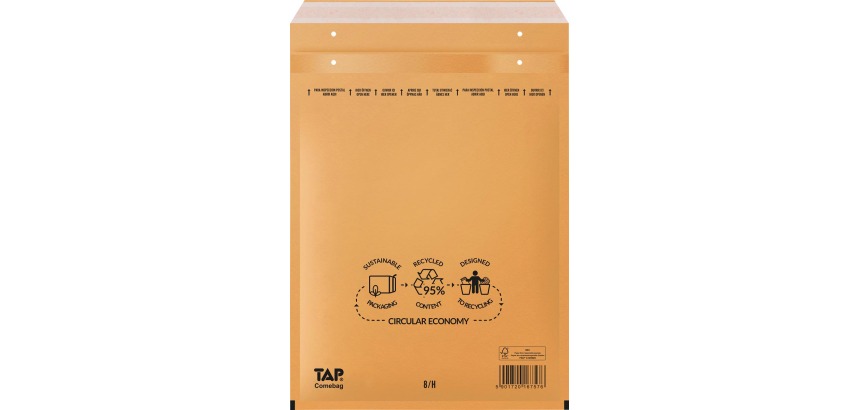 Comebag bubble mailers, ft 270 x 360 mm, with adhesive strip, brown, box of 100 pieces