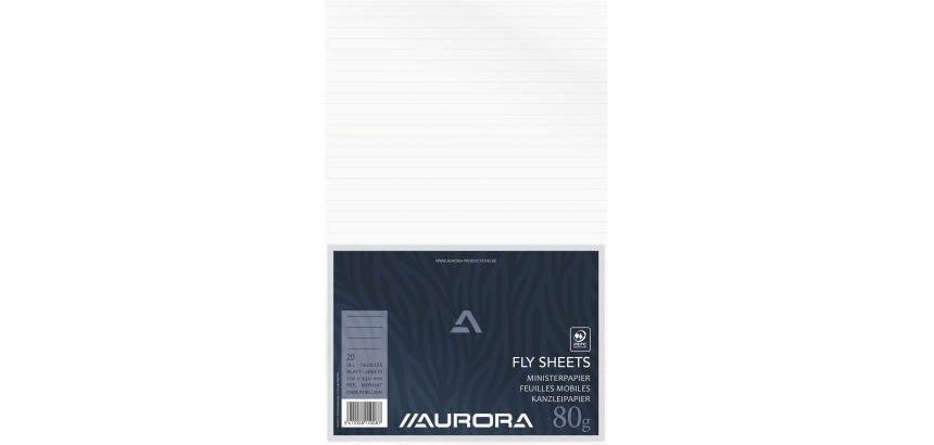 Aurora Papier Ministerium, liniert, Packung mit 20 Blättern (doppelt gefaltet)