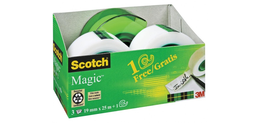 Pack 3 cintas adhesivas Scotch Magic + 1 dispensador gratis