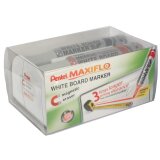 Pentel whiteboardmarker Maxiflo set van 4 stuks: blauw, rood, groen en zwart + magnetische bordwisser