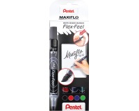 Pental marqueur tableau blanc Maxiflo Flex-Feel, etui de 4 pièces, couleurs assorties