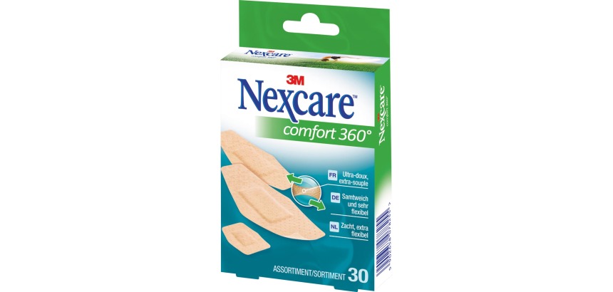 3M pansement Nexcare Comfort 360° 3 formats, paquet de 30 pièces
