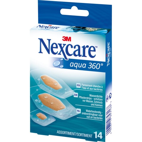 3M pleister Nexcare Aqua 360° 3 formaten, pak van 14 stuks