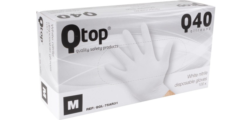 Handschoenen uit nitril,  medium, wit, doos van 100 stuks