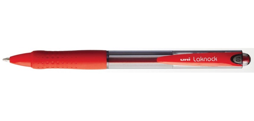 Uni-ball balpennen Laknock schrijfbreedte 0,4 mm, schrijfpunt: 1 mm, medium punt, rood