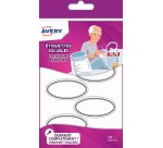 Avery Family ovale oplosbare etiketten, ft 5,5 x 3 cm, ophangbare etui met 18 etiketten
