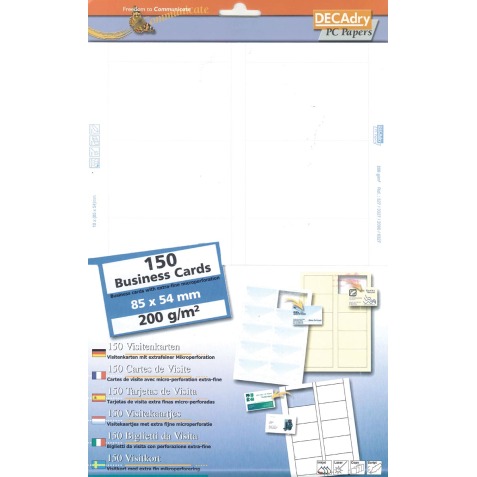 Decadry cartes de visite MicroLine ft 85 x 54 mm, 200 g/m², 150 cartes